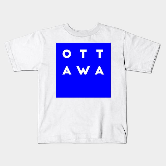 Ottawa | Blue square, white letters | Canada Kids T-Shirt by Classical